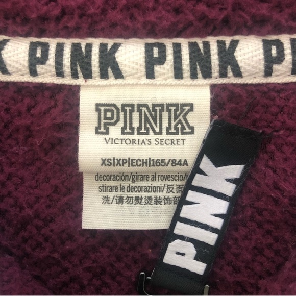VICTORIA'S SECRET PINK Sherpa Quarter Zip Pullover, Ruby XS - Picture 3 of 6